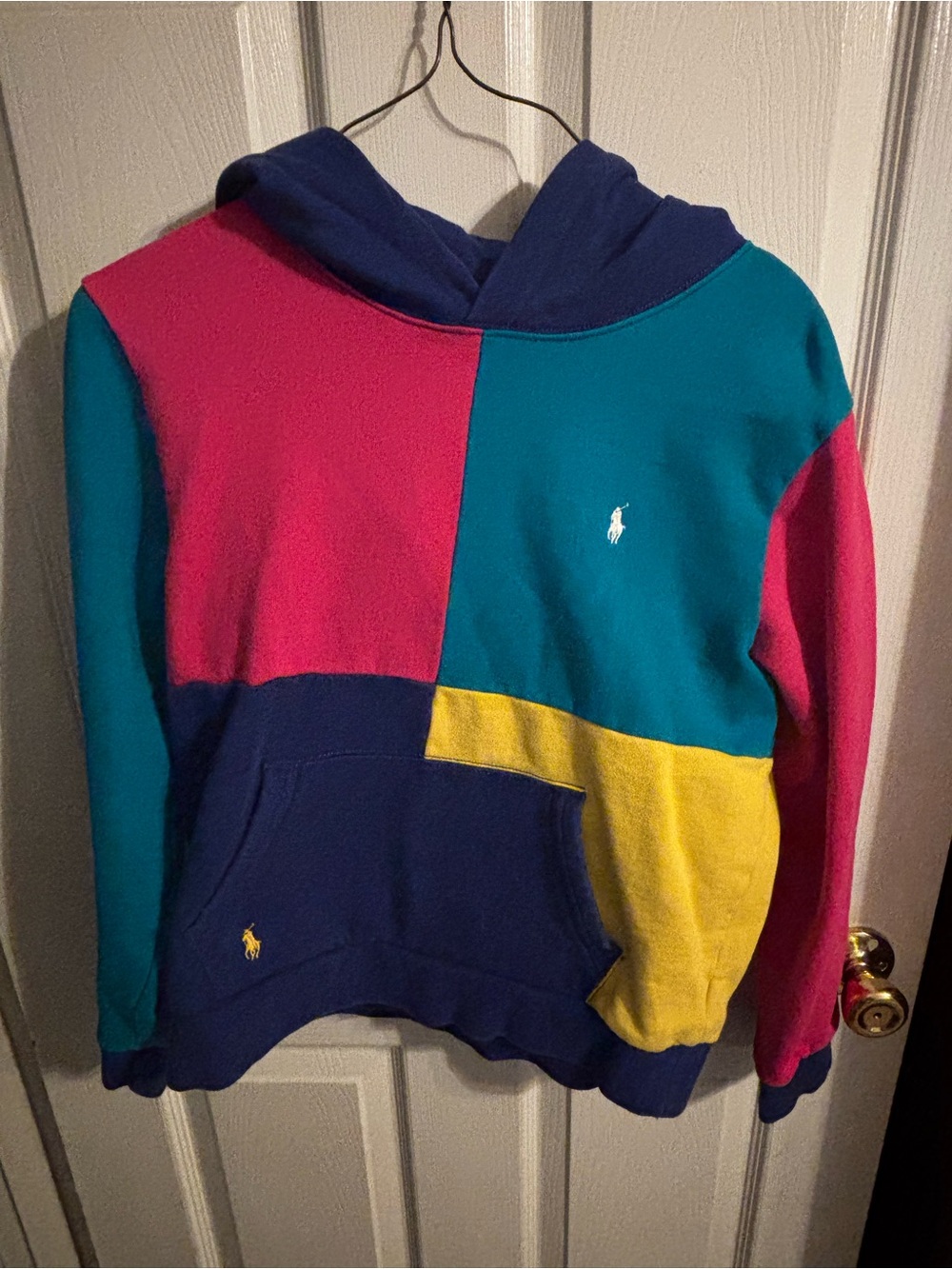 Polo by Ralph Lauren Colorblock Hoodie in Teal, Pink, Yellow & Navy youth 14/16